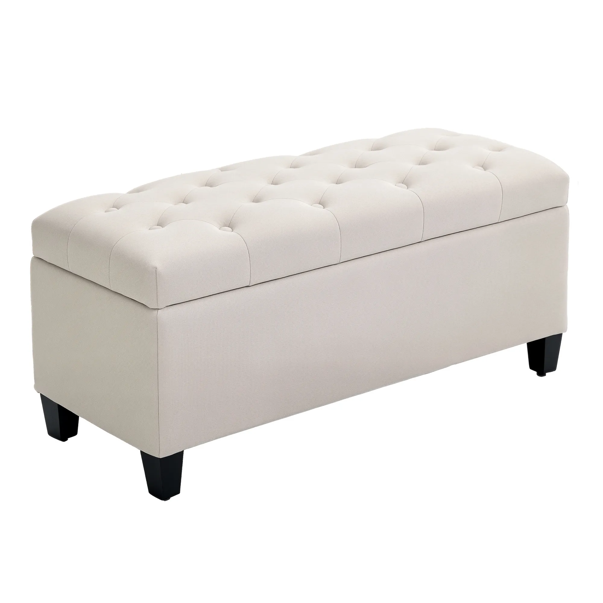 Sitzbank Cremeweiß 100L x 40B x 44H cm mit Stauraum