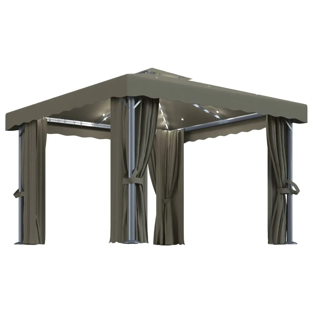 Pavillon 3x3 m Taupe mit Aluminiumgestell und Doppeldach