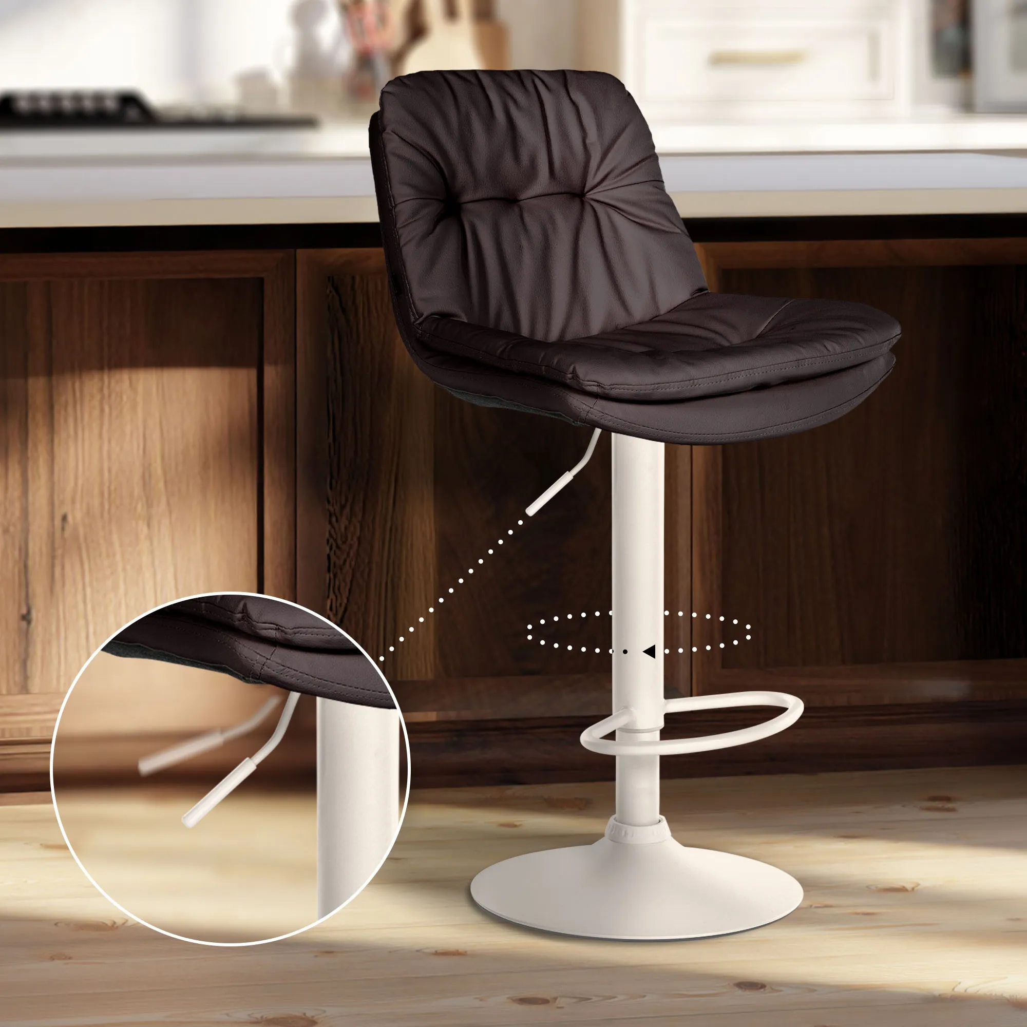 Barhocker Laurel Kunstleder 46x54x92-113 cm braun
