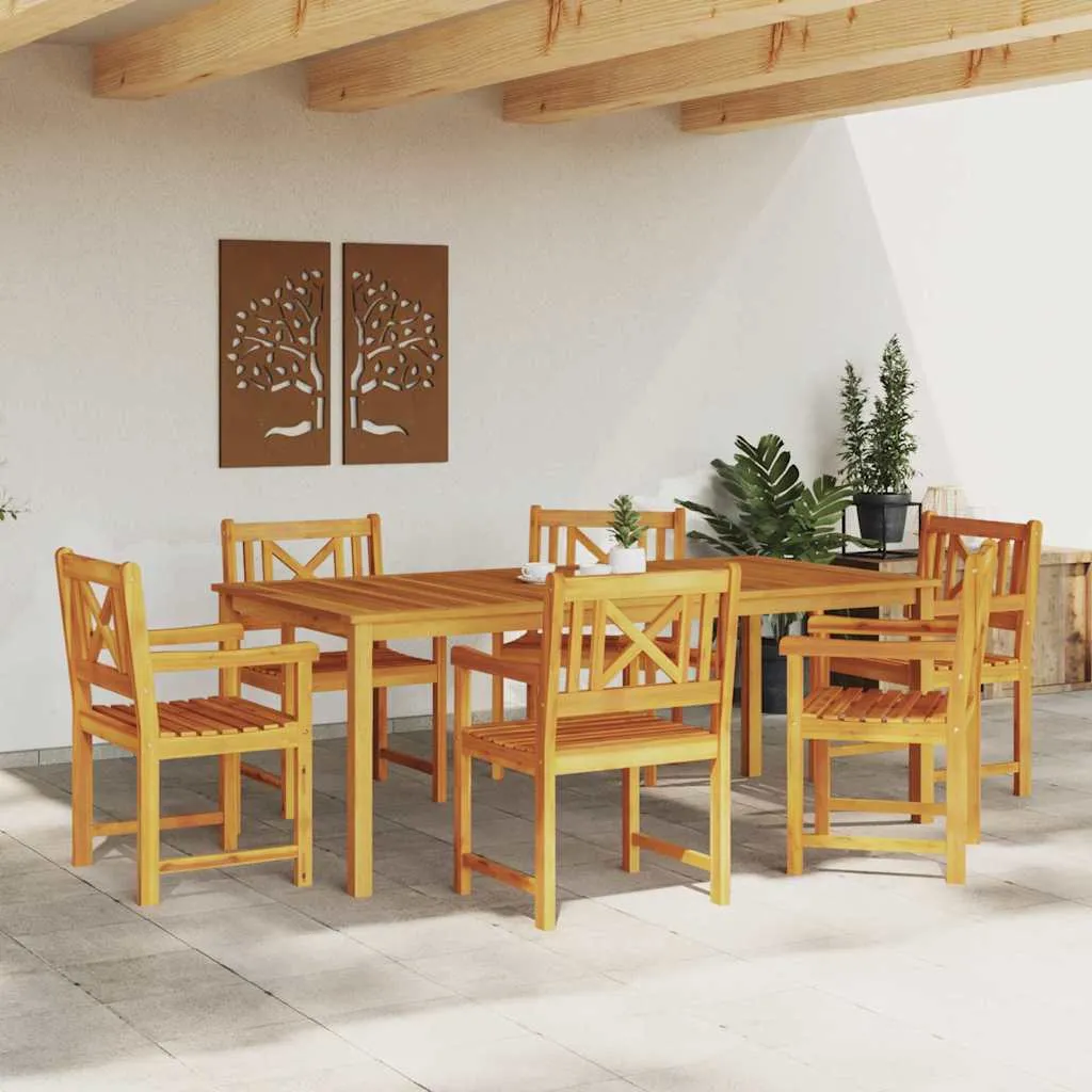 Rustikales Garten-Esszimmer-Set Echtholz 180x90x75 cm Braun