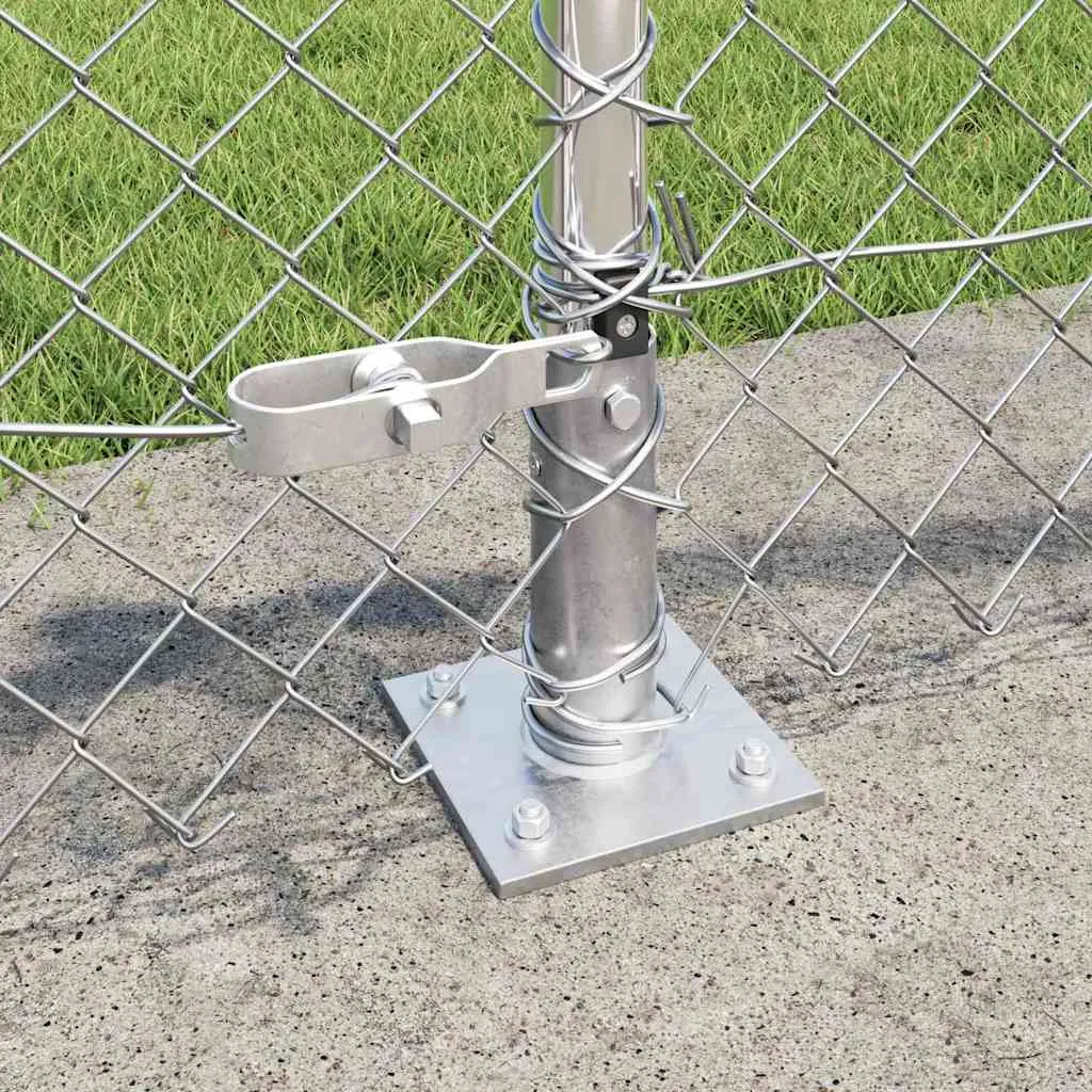 Zaunpfosten Set aus Stahl 2500 x 3,2 x 60 cm Silber