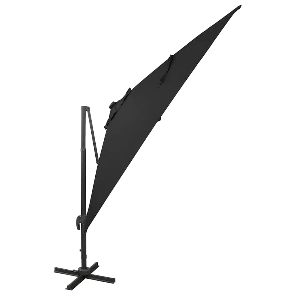 Eleganter Ampelschirm Schwarz 300 x 300 x 258 cm mit LED-Beleuchtung