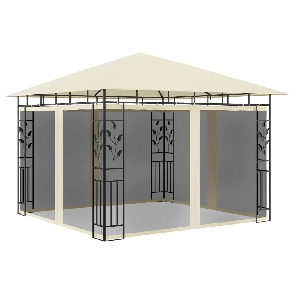 Pavillon 3x3x2,73 m Creme mit Metallrahmen und Stoffdach