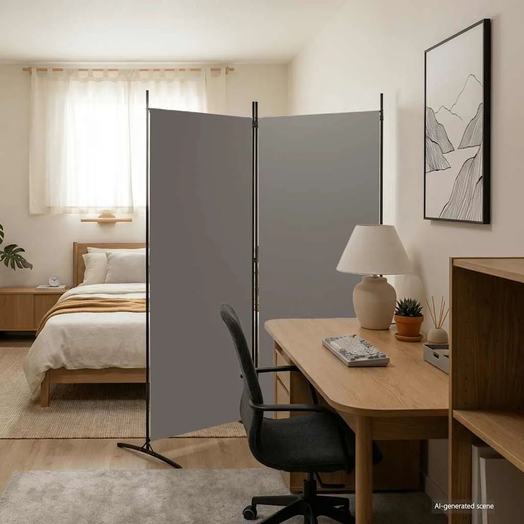 Paravent Raumteiler 175x180 cm Anthrazit Stoff mit 2 Paneelen