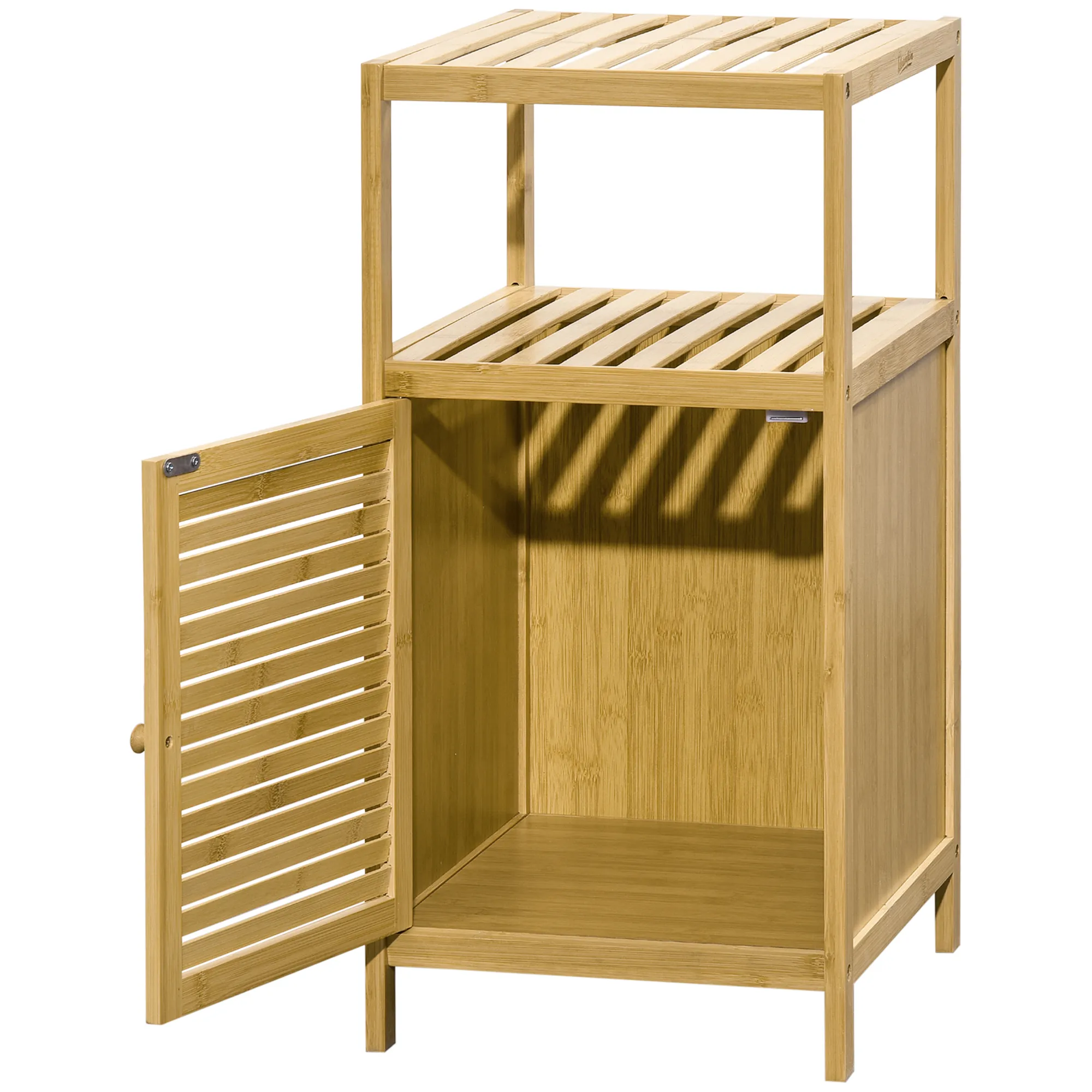 Badezimmerschrank Badregal, Bambus, 1Ablage, 1 Schrank, 33 cm x36.5 cm x67 cm, Natur