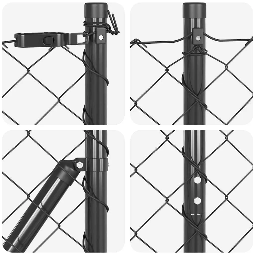 Zaunpfosten Set Grau 1000 x 3,2 x 140 cm