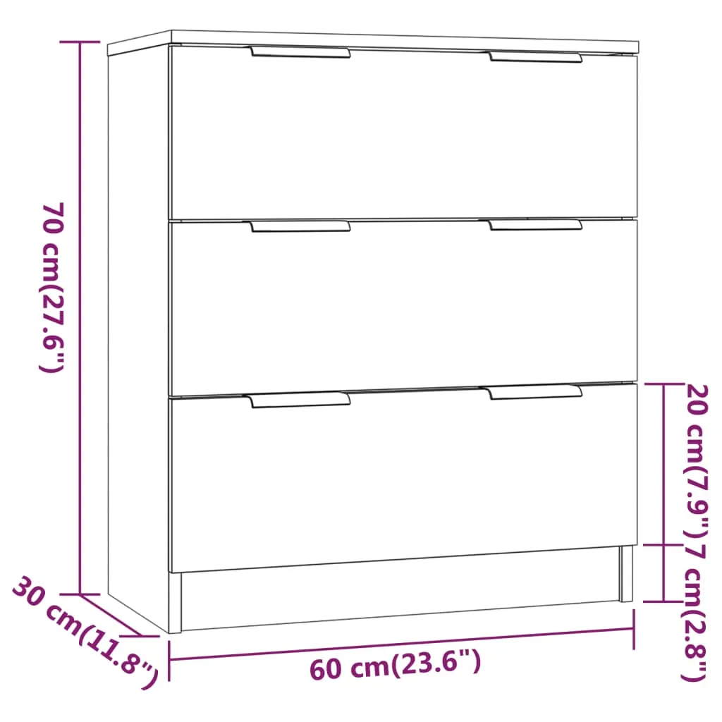 Klassisches Sideboard 60x30x70 cm in Grau Sonoma aus Holzwerkstoff