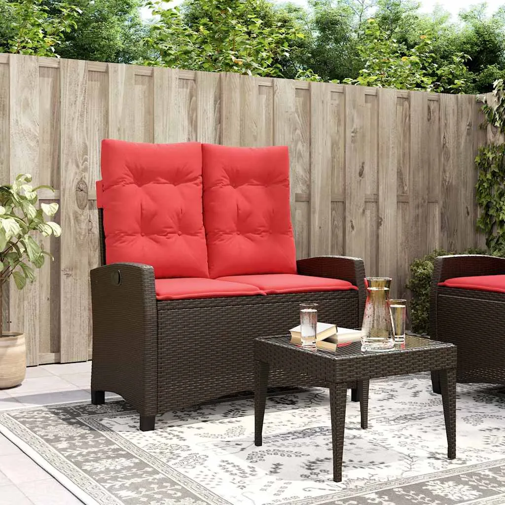 Garten-Relaxbank Braun 105x66x93 cm verstellbar aus PE-Rattan