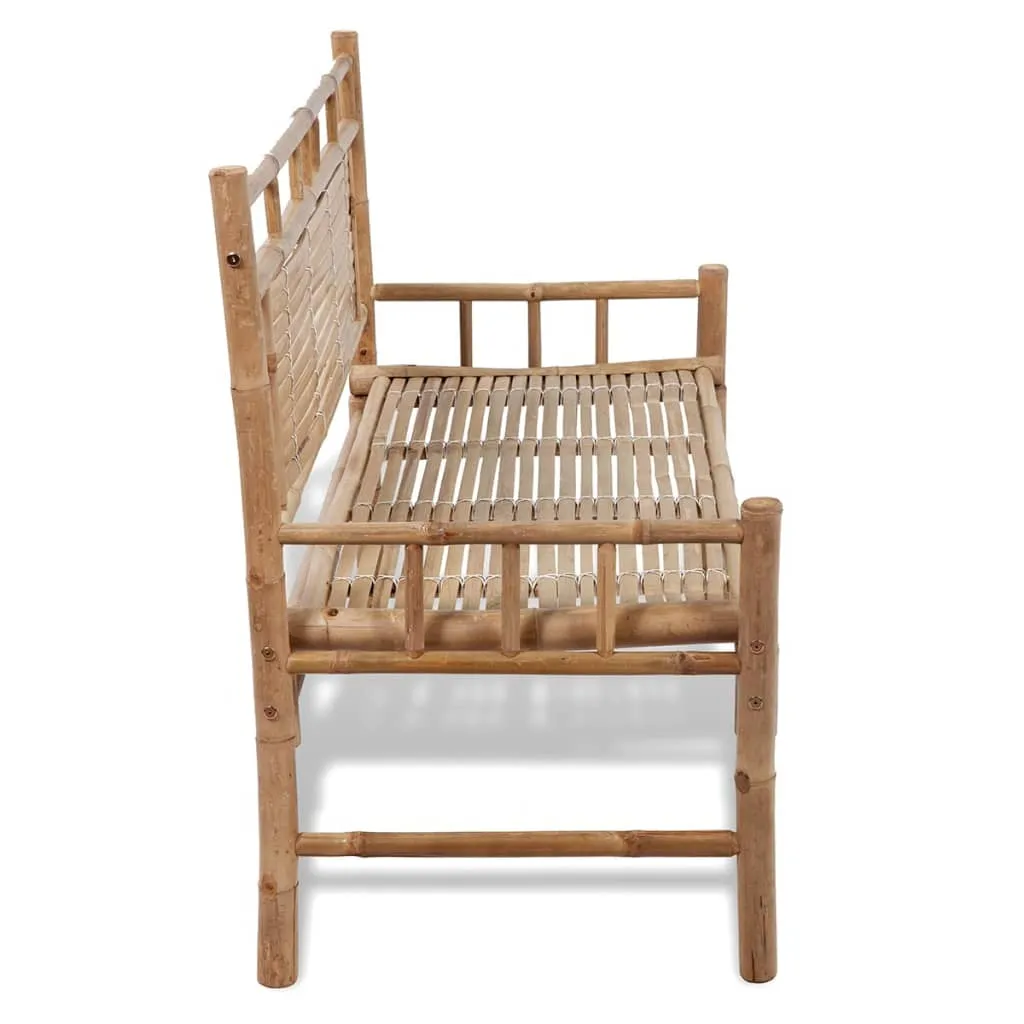 Klassische Bambusbank mit Rückenlehne 120 x 55 x 90 cm Naturfarbe