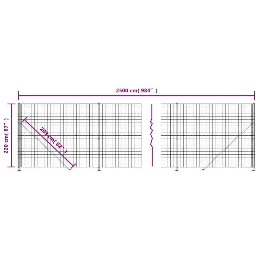 Maschendrahtzaun Grün 2,2 x 25 m verzinkter Stahl mit PVC-Beschichtung