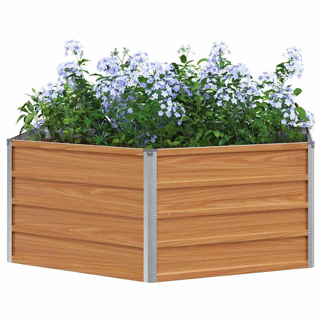 Sechseckiges Hochbeet aus verzinktem Stahl 129x129x45 cm Holzoptik