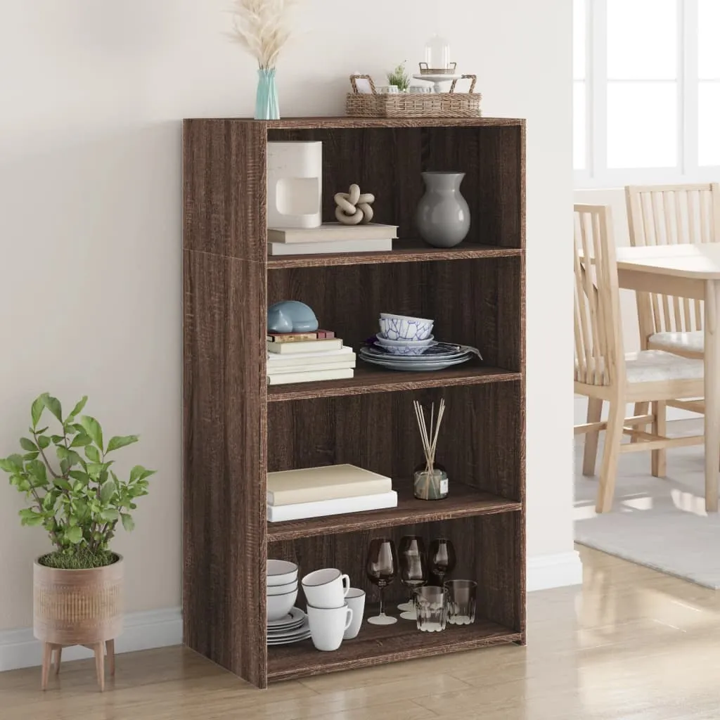 Klassisches Highboard 70 x 41 x 124 cm Braun Massivholz Optik
