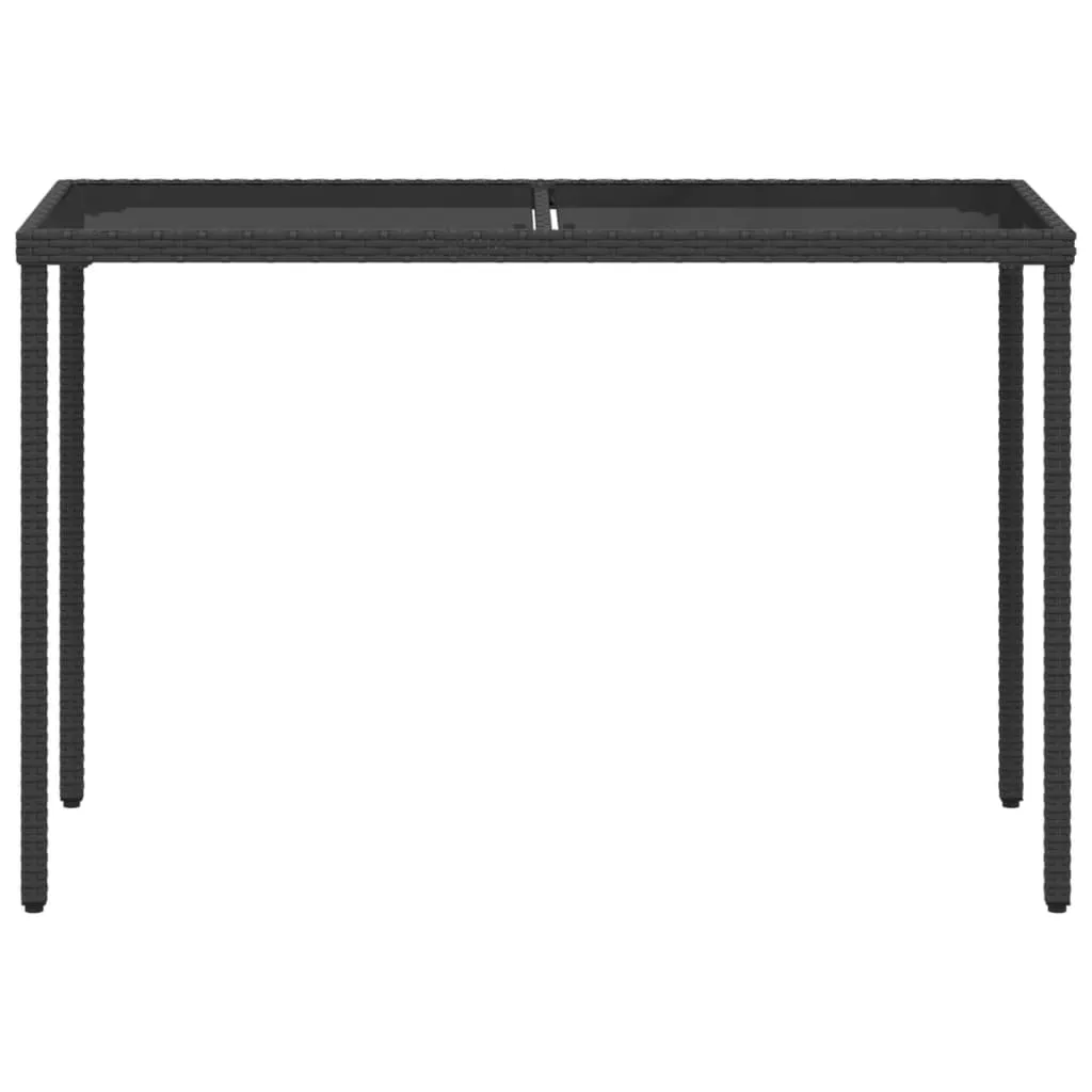 Gartentisch mit Glasplatte 115x54x74 cm Schwarz
