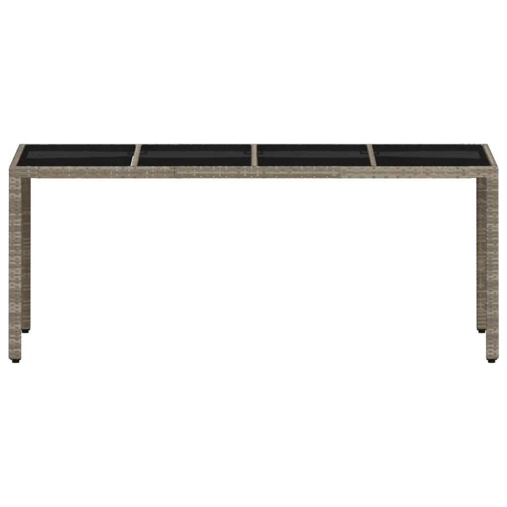 Gartentisch Hellgrau 190 x 90 x 75 cm aus PE-Rattan und Hartglas