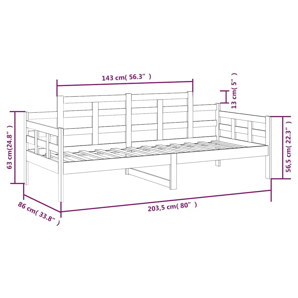 Tagesbett aus Massivholz 203,5 x 86 x 76 cm