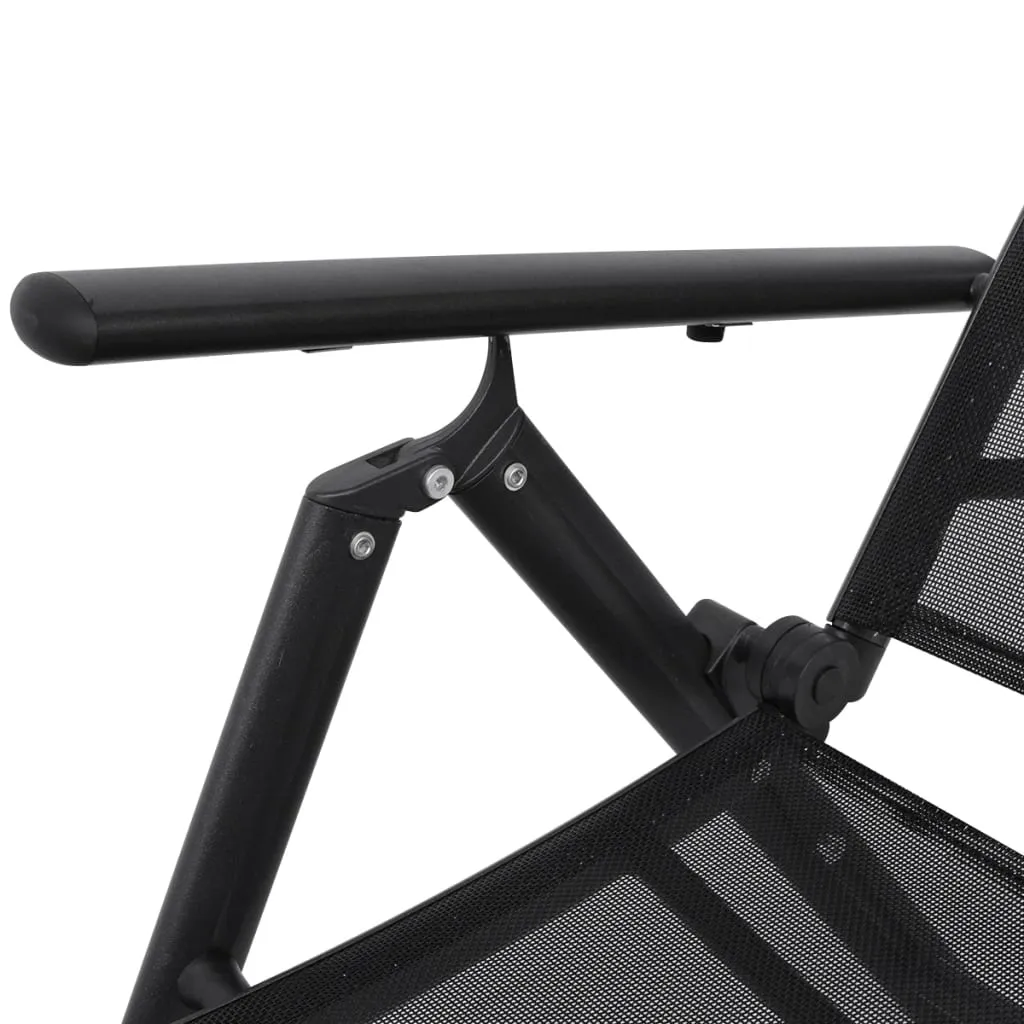 Klappbare Gartenliege Aluminium Textilene 178x63,5x96 cm Schwarz