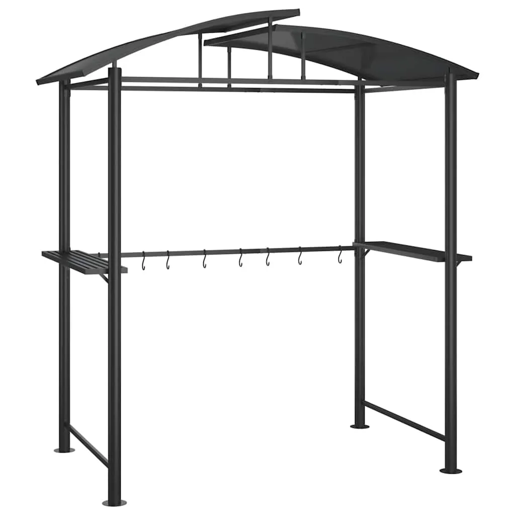 Grillpavillon Anthrazit 210 x 114 x 230 cm mit Stahlrahmen und PC-Dach