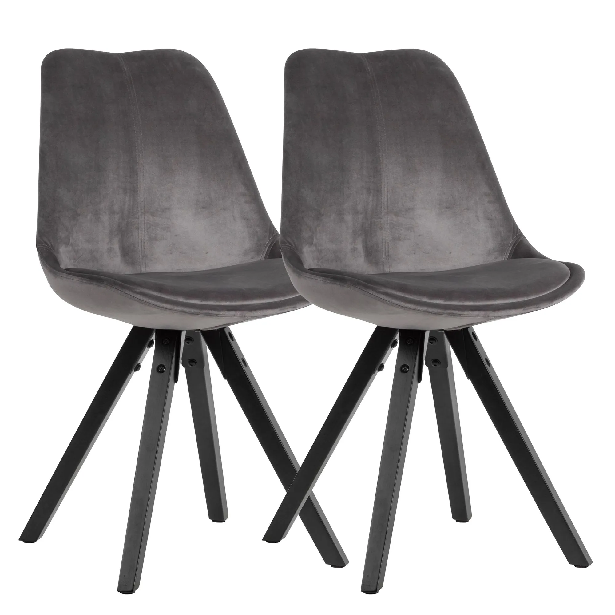 tinkaro 2er Set Stuhl PERO Samt Barstuhl Grau / Schwarz tinkaro 2er Set Stuhl PERO Samt Barstuhl Grau / Schwarz