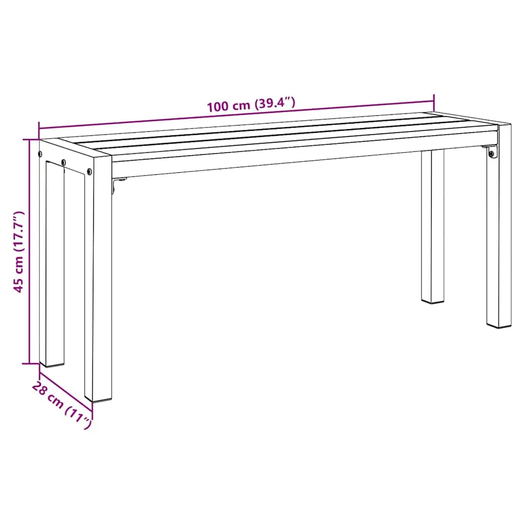 Moderne Gartenbank Braun 100 x 28 x 45 cm