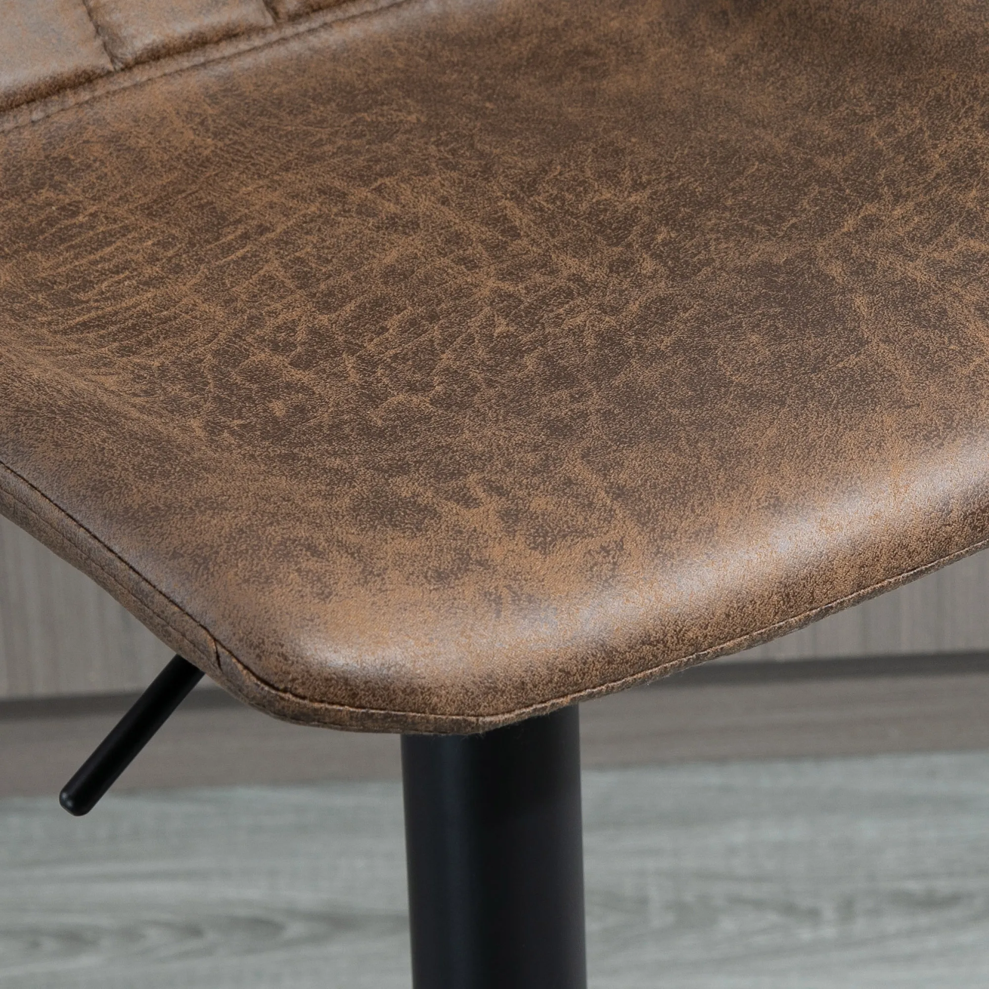 2er-Set Barhocker im Retrodesign, inkl. Fußstütze, höhenverstellbar, Gaslift, Braun + Schwarz