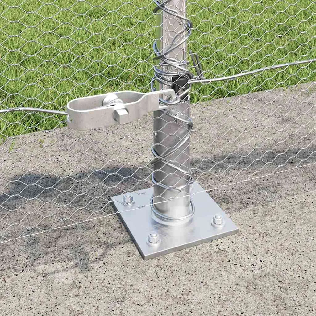Outdoor-Hexagon-Zaun mit Betonbasis 25 x 0,5 m Silber Netz