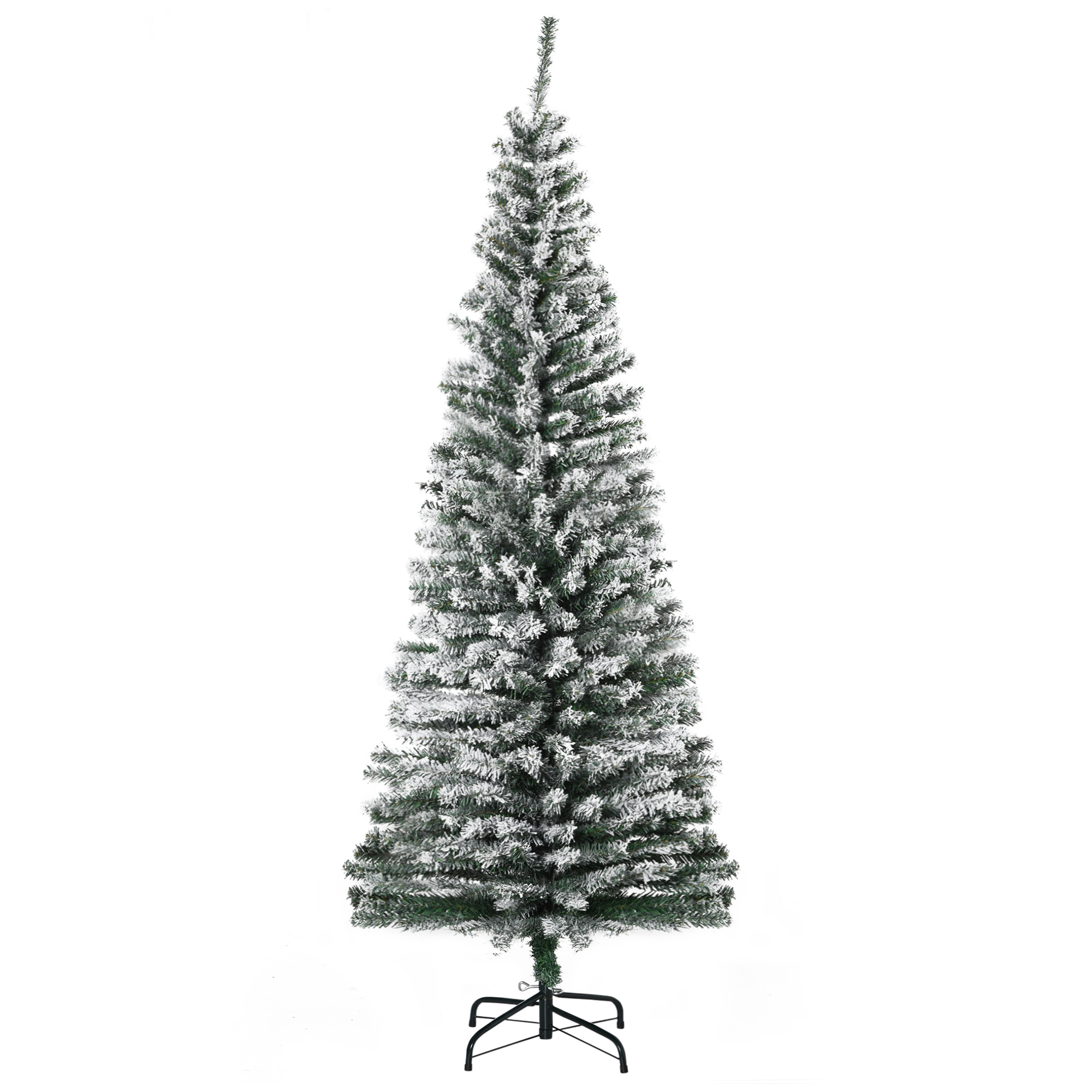 Künstlicher Weihnachtsbaum Bleistift Kiefer mit Schnee 180 cm Grün