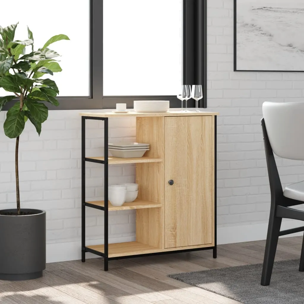 Sideboard Sonoma-Eiche 70 x 30 x 80 cm aus Holzwerkstoff und Stahl