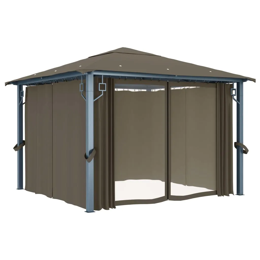 Pavillon Taupe 300x300x270 cm mit Aluminium- und Stahlkonstruktion