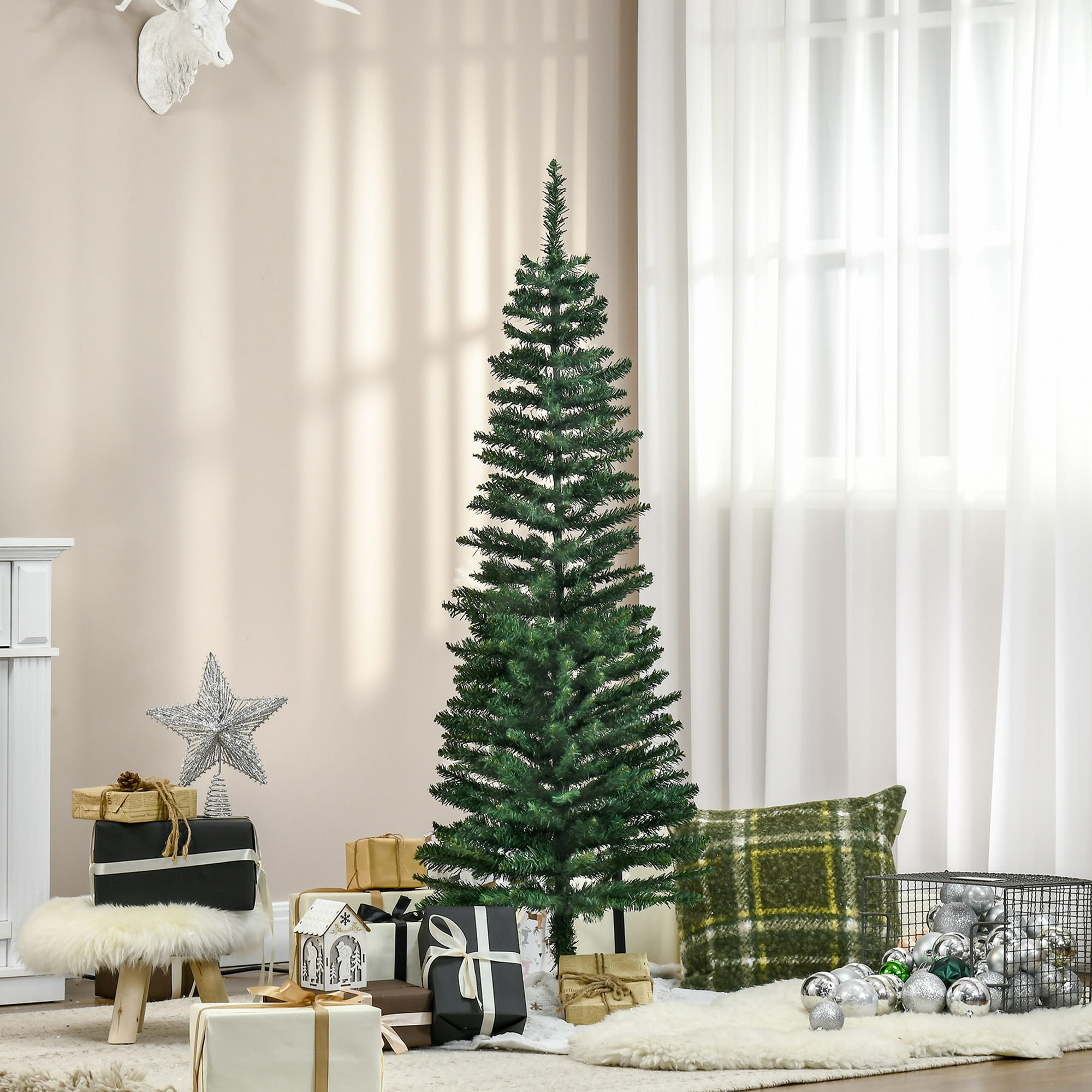 Künstlicher Weihnachtsbaum Tanne 1,5 m Kunststoff Grün mit Ständer