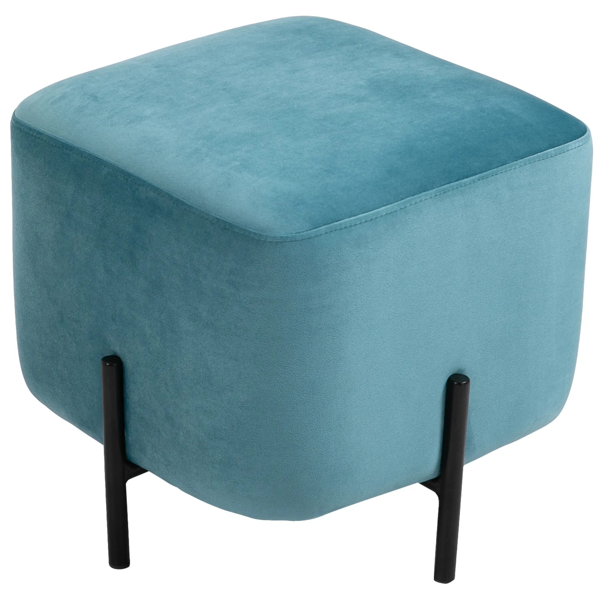 Fußhocker Fußstütze gepolstert Polyester Stahl Schaumstoff Türkis 44,5 x 44,5 x 41,5 cm