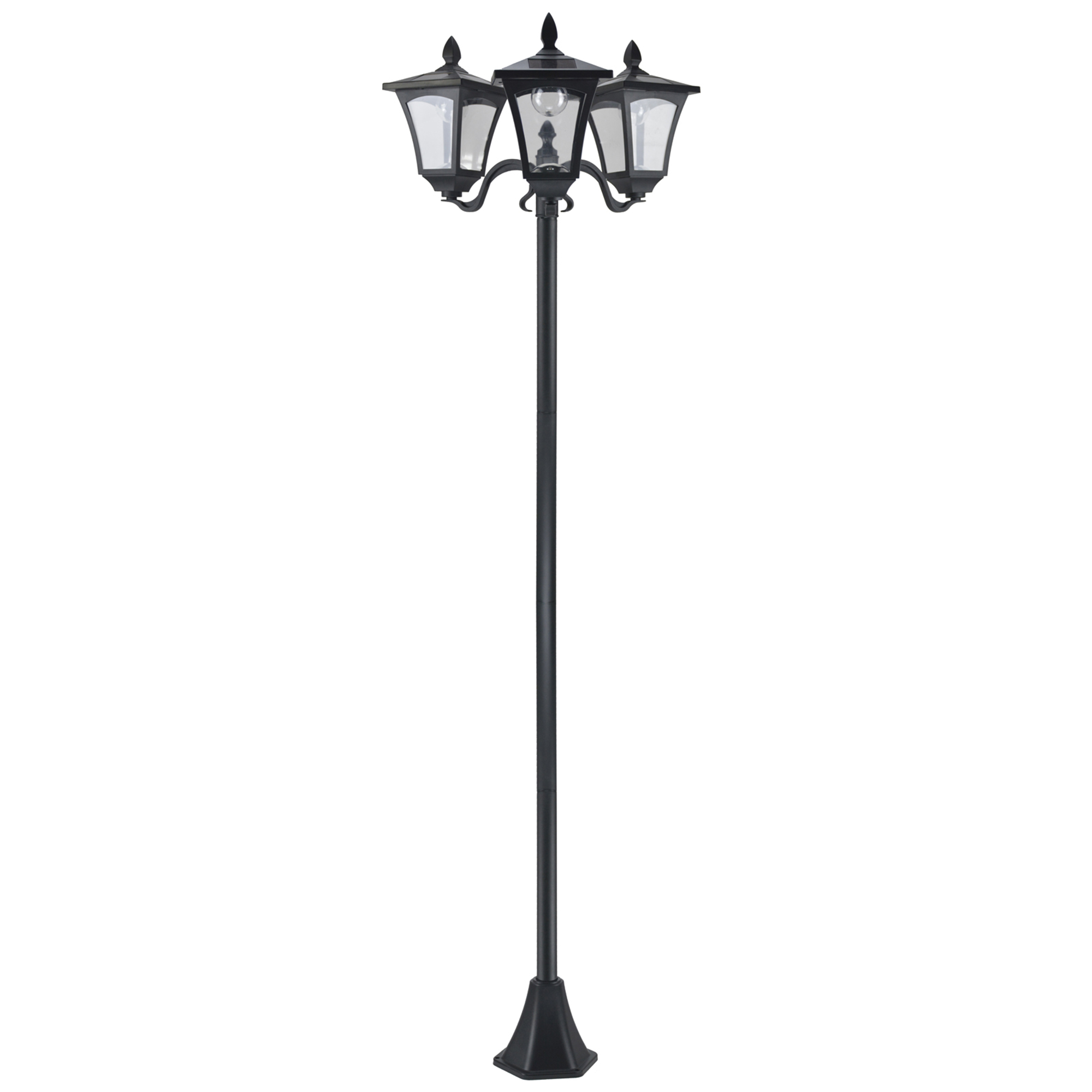 Solar Gartenlaterne Edelstahl 182,5cm 3-flammig Schwarz