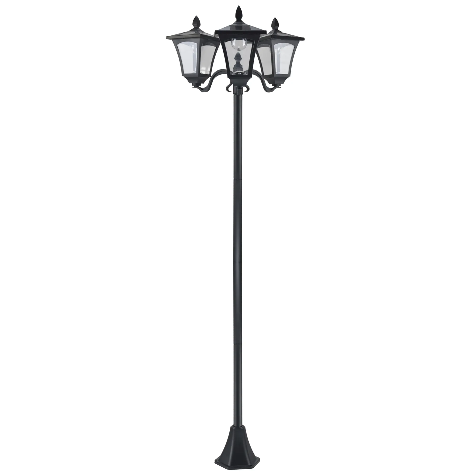 Solar Gartenlaterne Edelstahl 182,5cm 3-flammig Schwarz