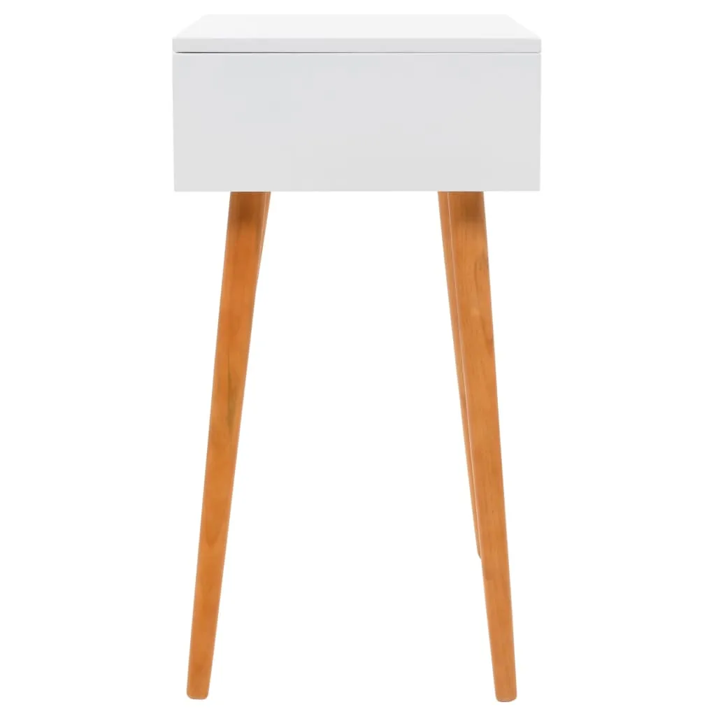 Frisiertisch 60x40x75 cm Weiß mit MDF, Glas und Massivholzbeinen