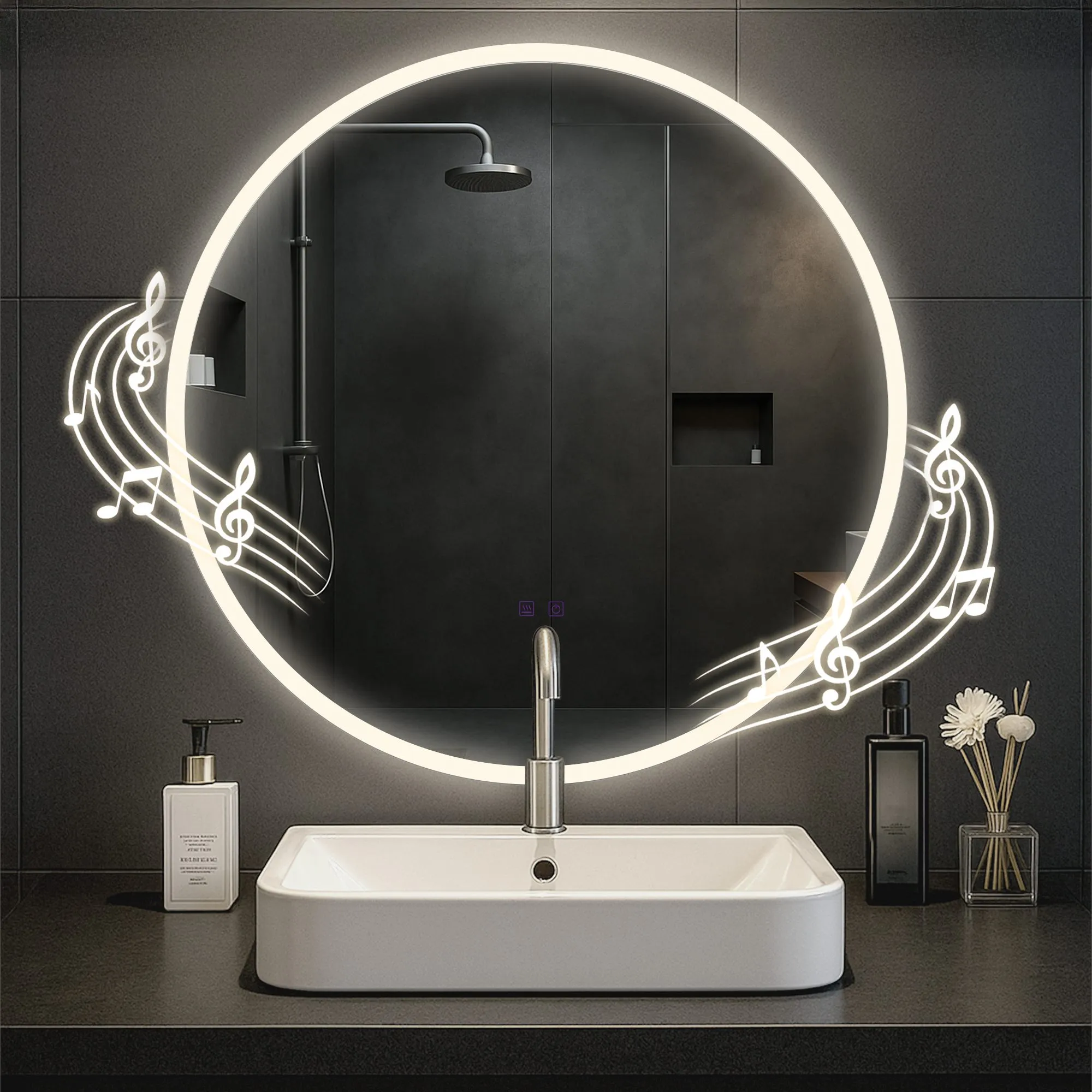 Badspiegel Laconia Bluetooth 80x80 klarglas