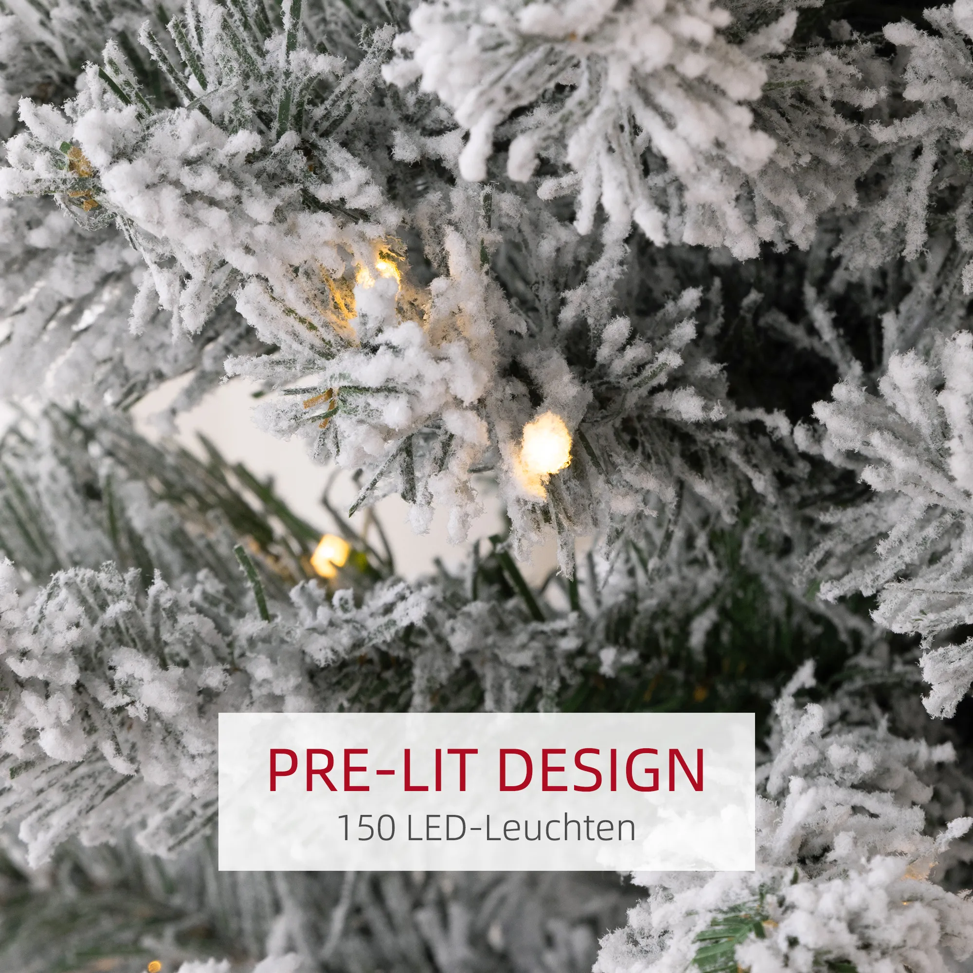 Weihnachtsbaum 180 cm, LED-Lichterkette, Kunstkette, flammhemmend, Metallbasis, Grün