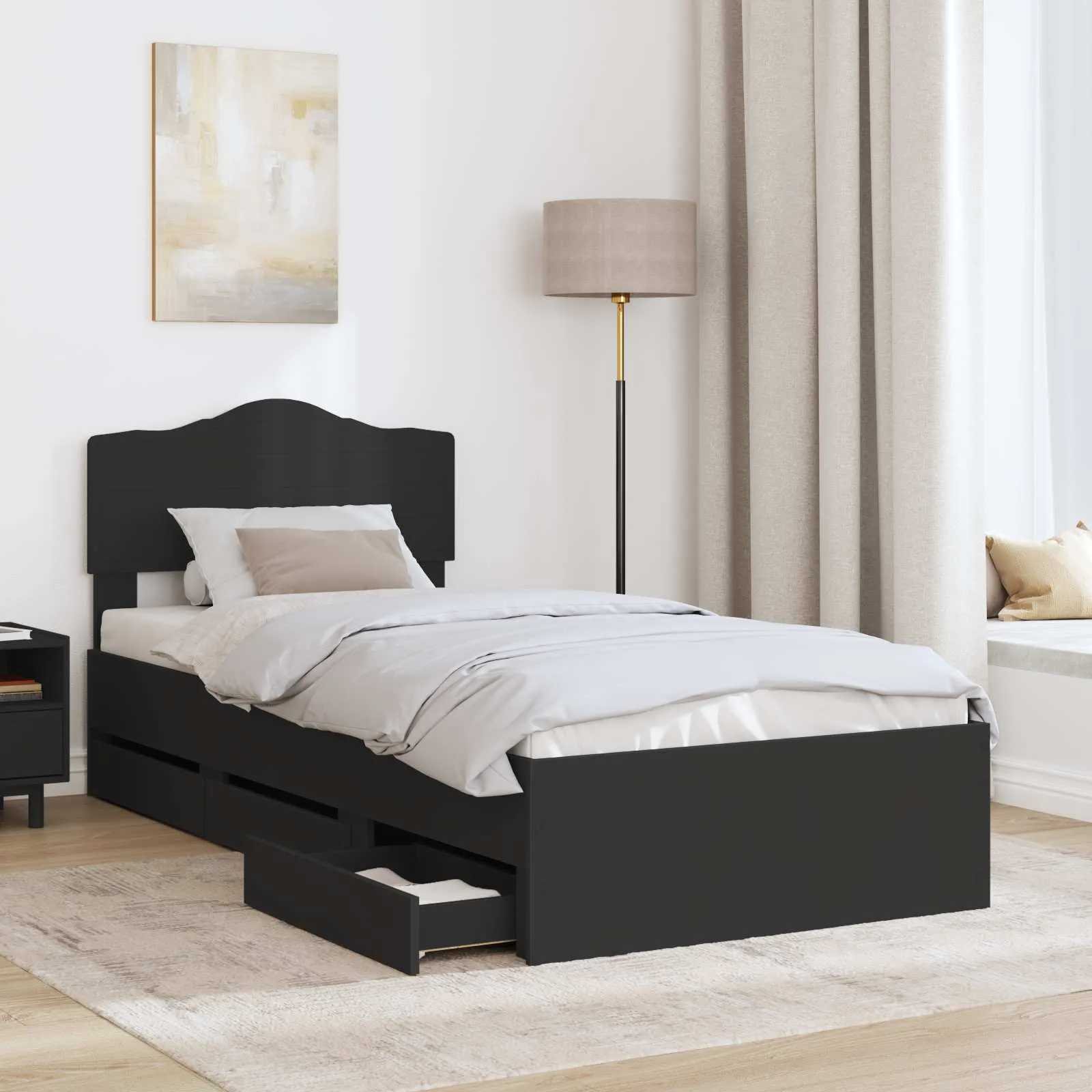 Bettgestell 196 x 78 x 90 cm Schwarz