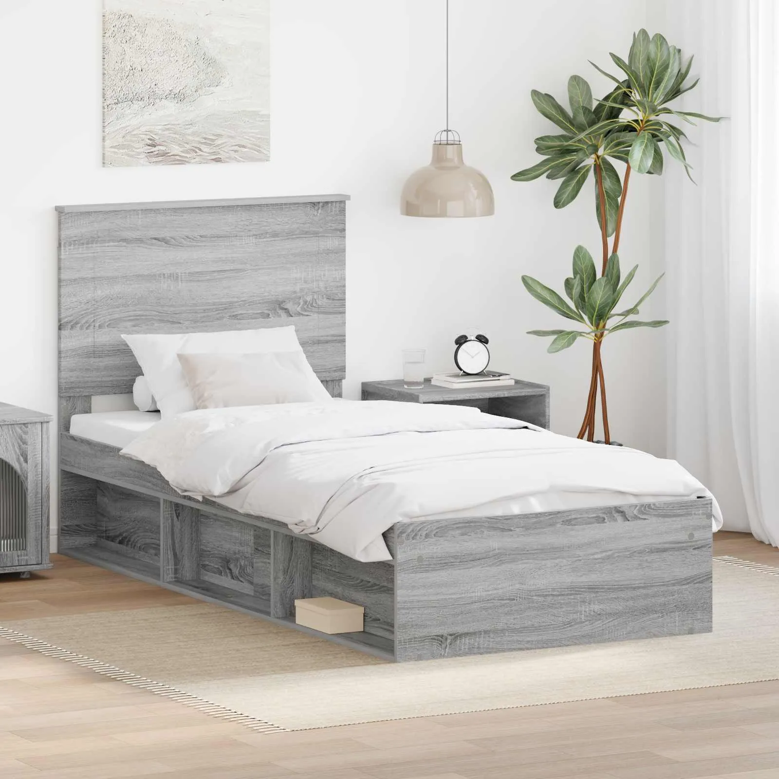 Bettgestell 93 x 210 x 100 cm Sonoma-Grau