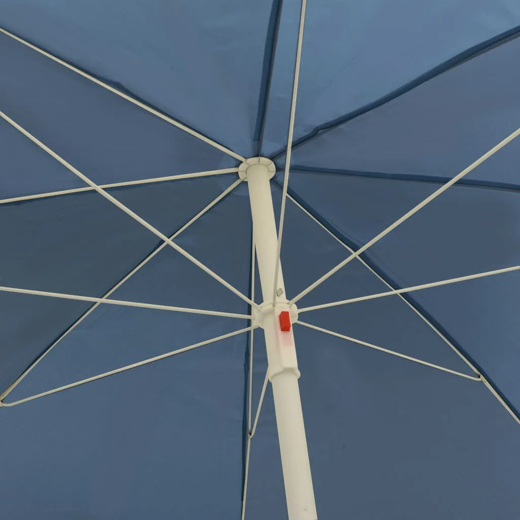 Blauer Strandschirm aus Polyester 240 cm Durchmesser, 220 cm Höhe
