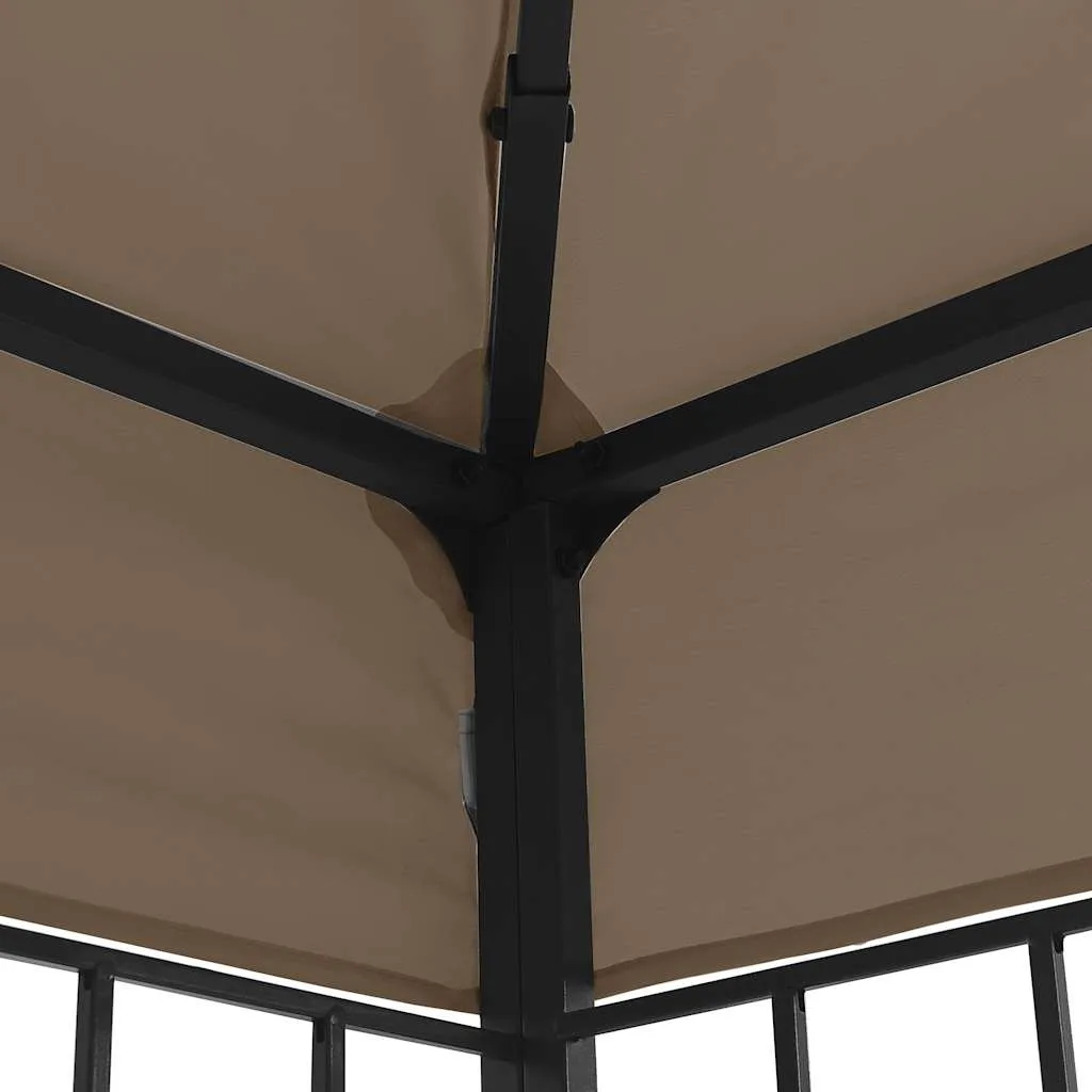 Gartenpavillon 3x3x2,6 m in Taupe und Schwarz mit Solar-Lichterkette