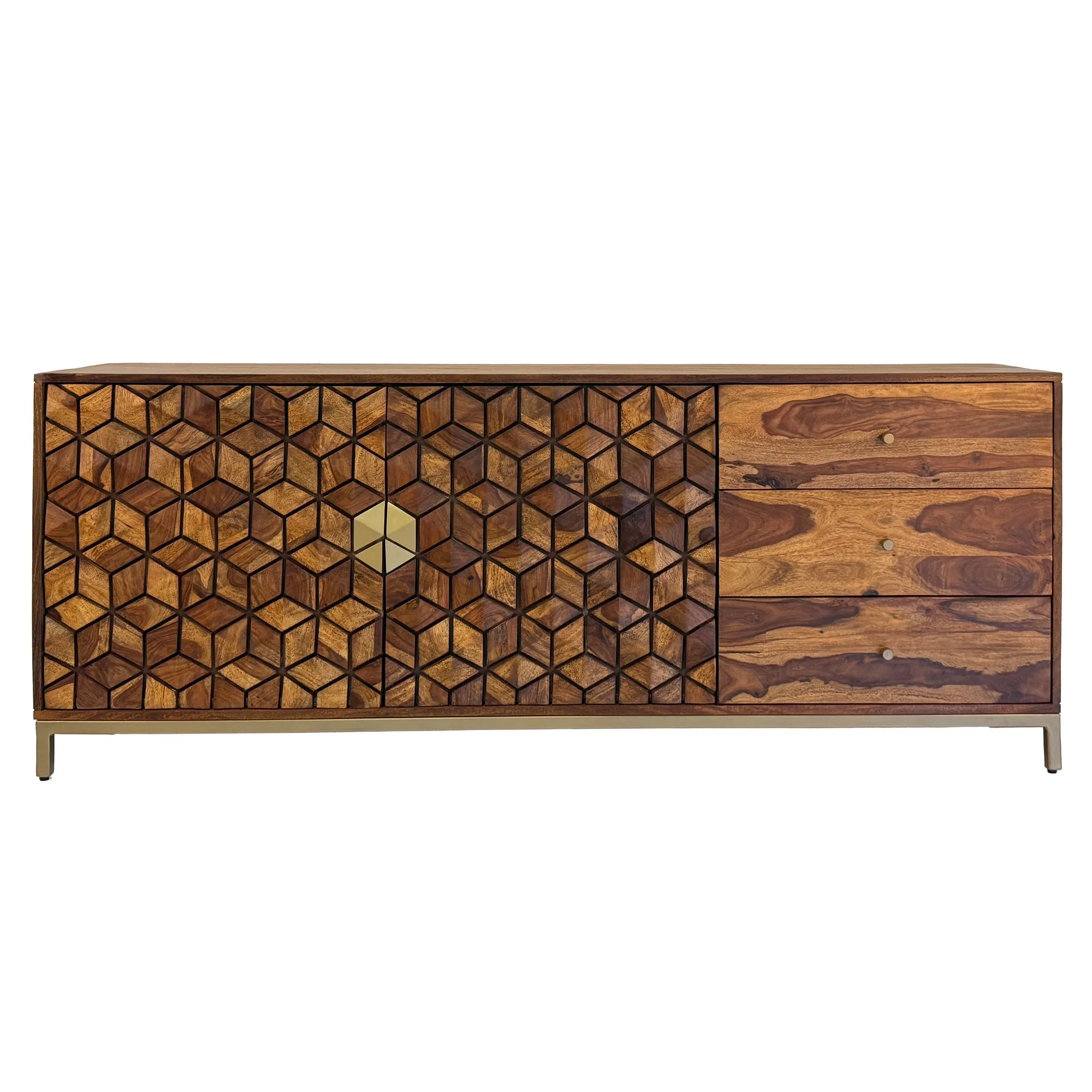Wohnling Sideboard Sheesham Massivholz 180 cm