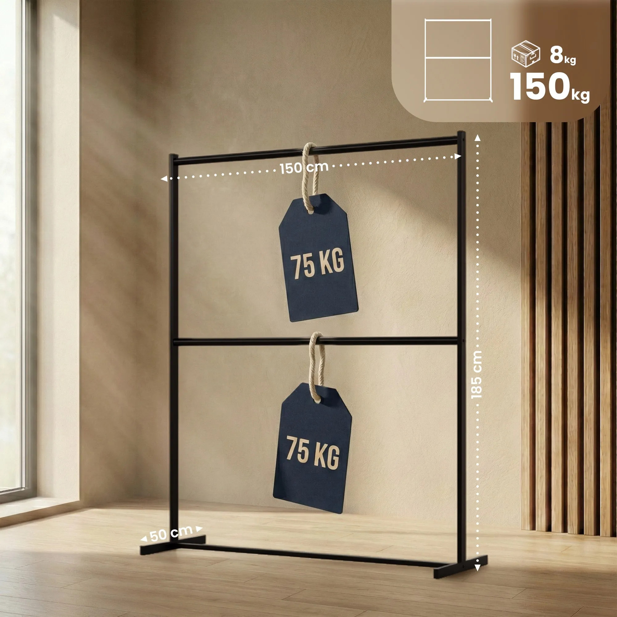 Kleiderständer Helga 150x50x185 cm schwarz