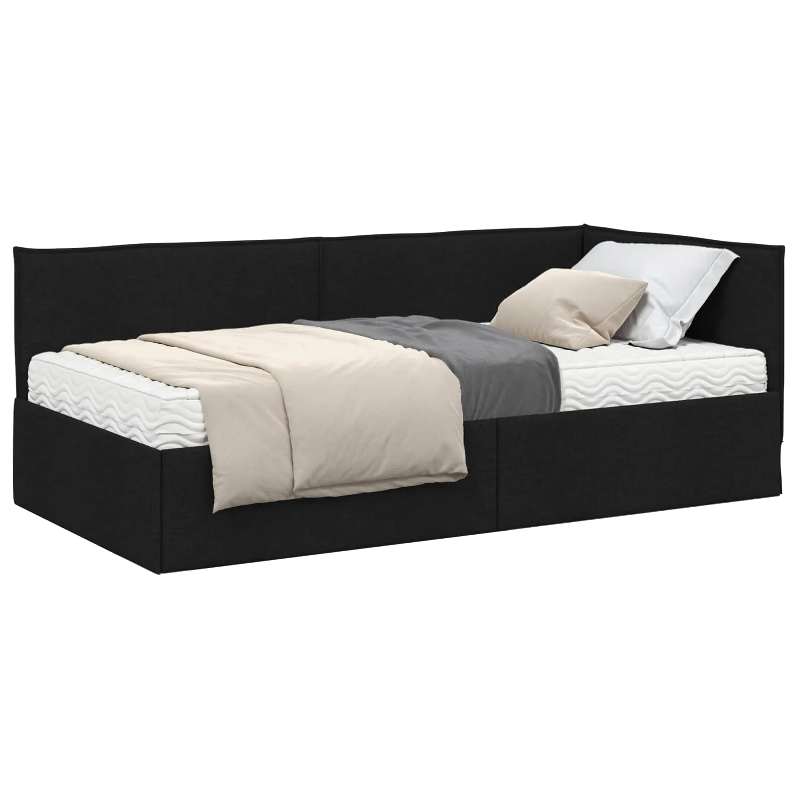 Eckbett mit Matratze 204 x 84 x 74 cm Schwarz