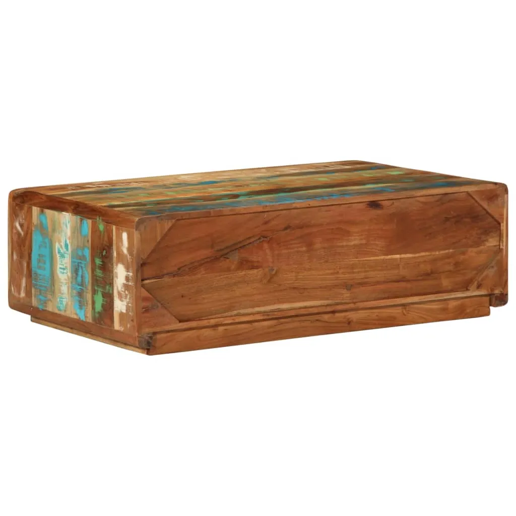 Holz-Couchtisch mit Tür und Schublade 89x55x29 cm Massivholz Farbmix