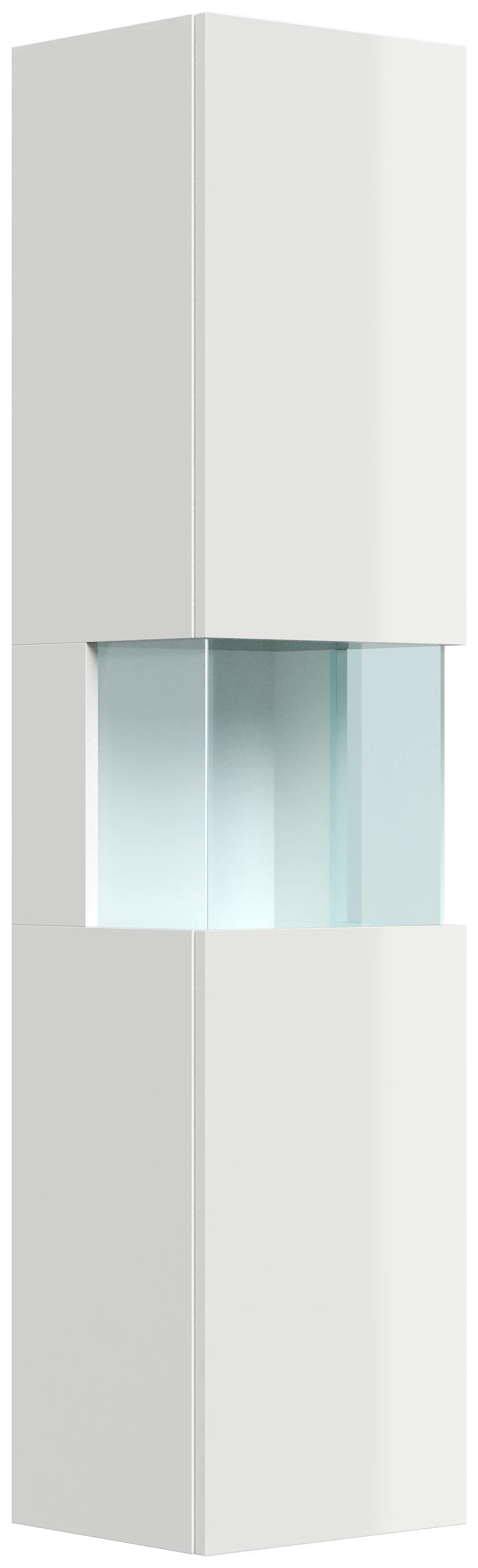 Badezimmer Hochschrank 150cm Softclose Wandmontage Glaselement weiß Hgl