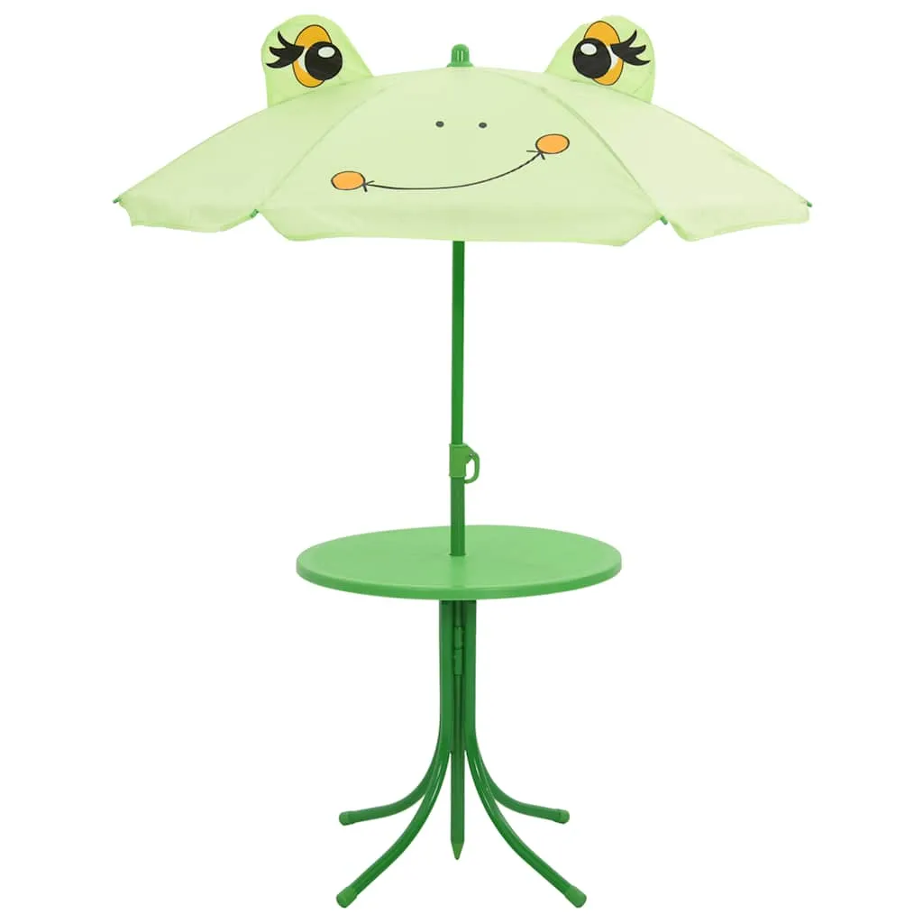 3-tlg. Garten-Bistro-Set für Kinder mit Sonnenschirm Grün