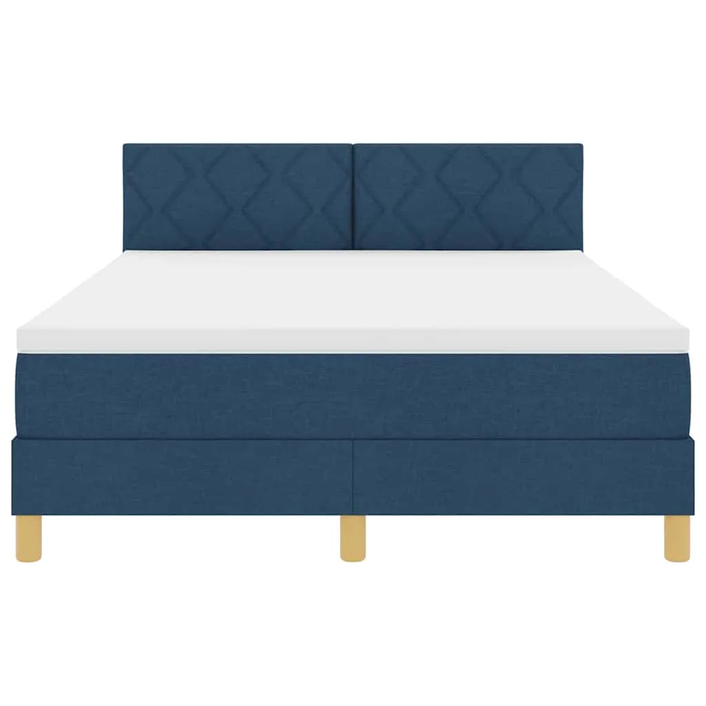 Boxspringbett Blau 140x190 cm mit verstellbarem Kopfteil