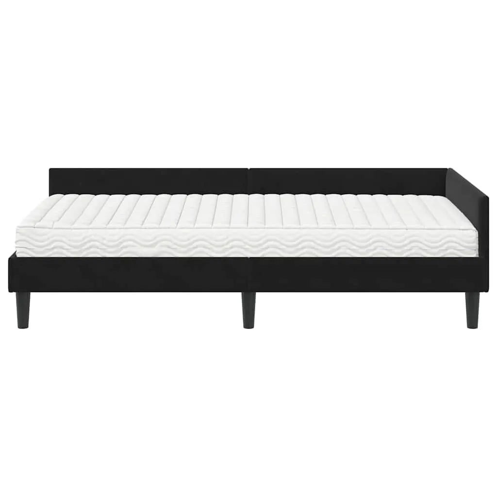 Eckbettgestell mit Matratze 204 x 94 x 57 cm Schwarz