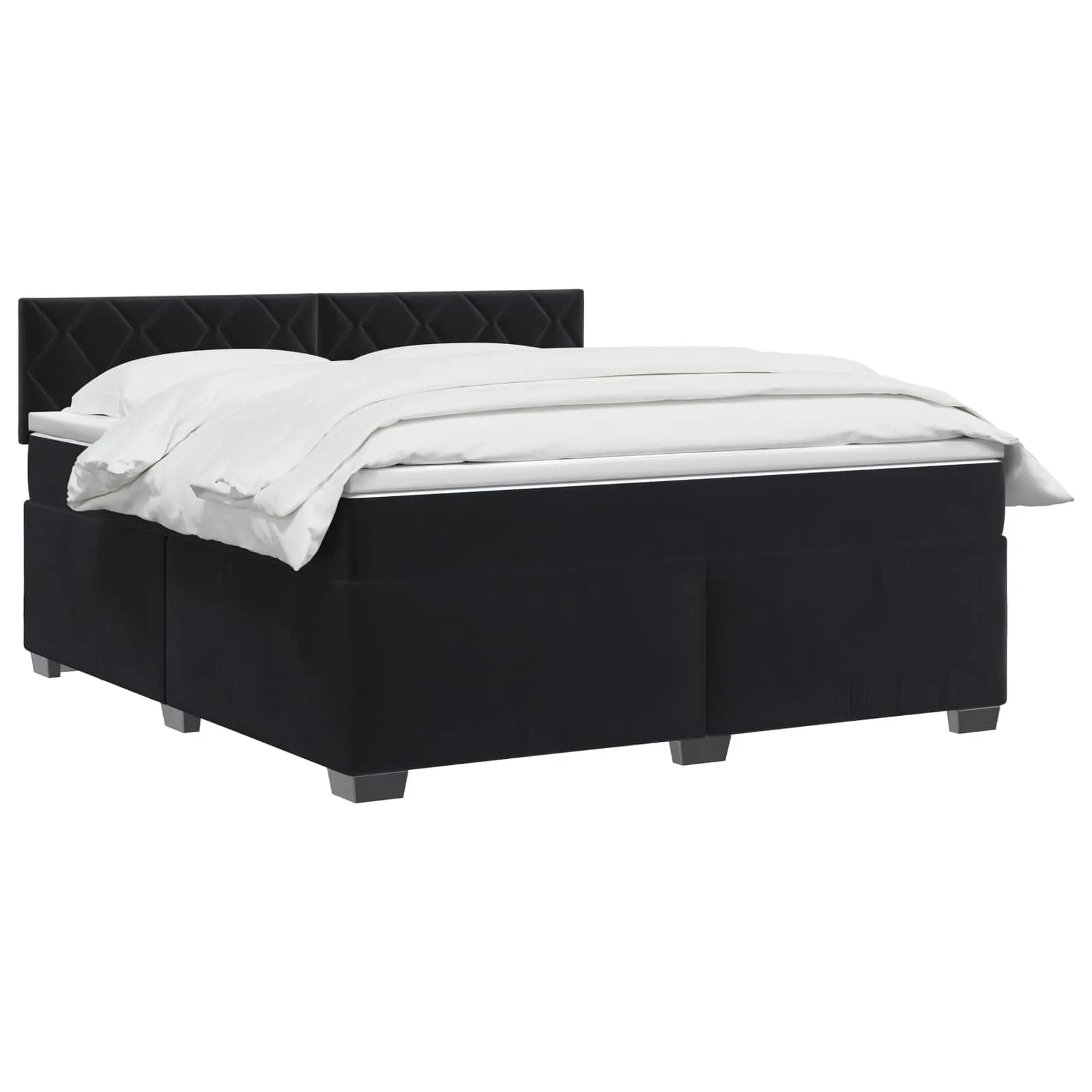 Boxspringbett 180x200 cm Samt Schwarz mit verstellbarem Kopfteil