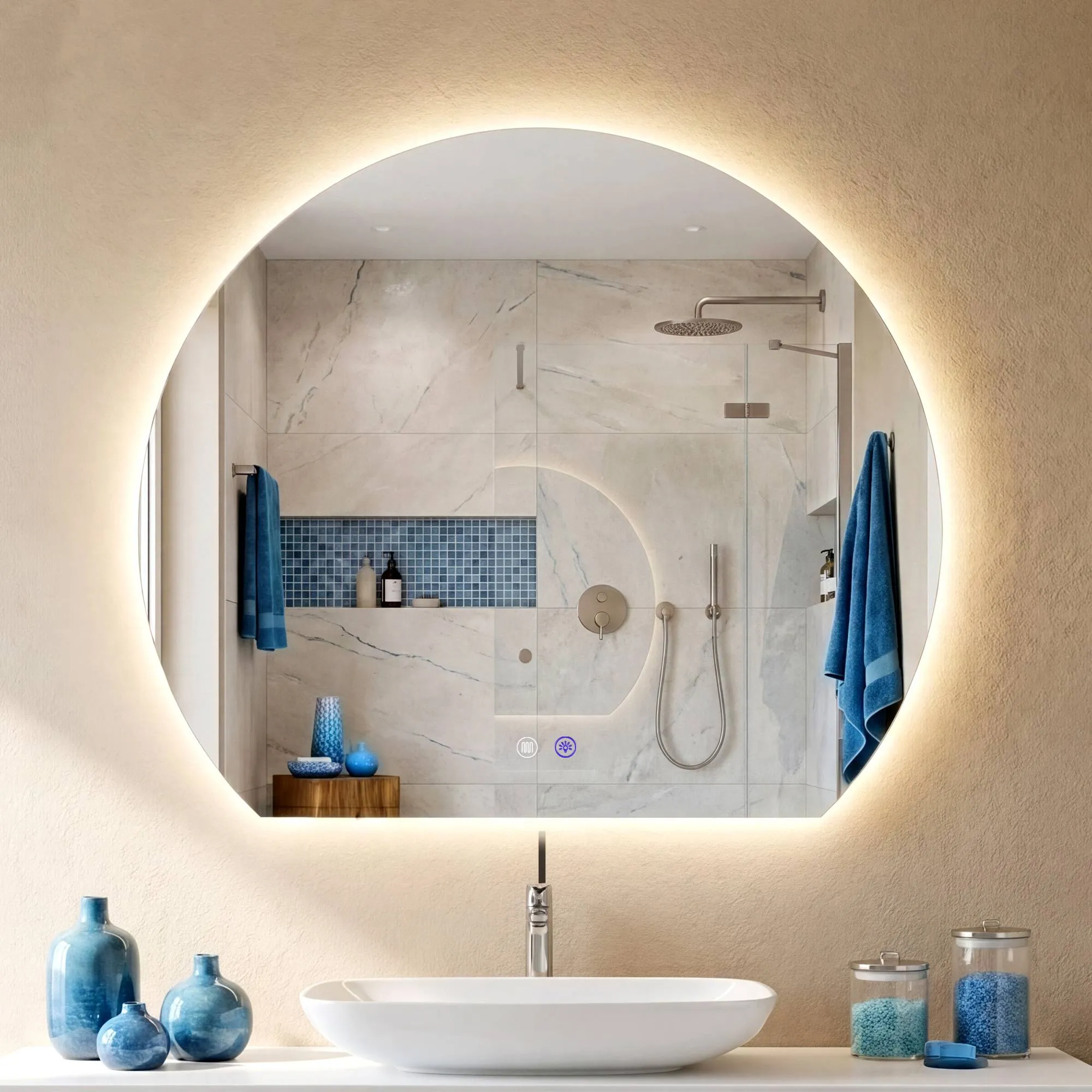 LED-Badspiegel Baloni 70x60 cm Klarglas