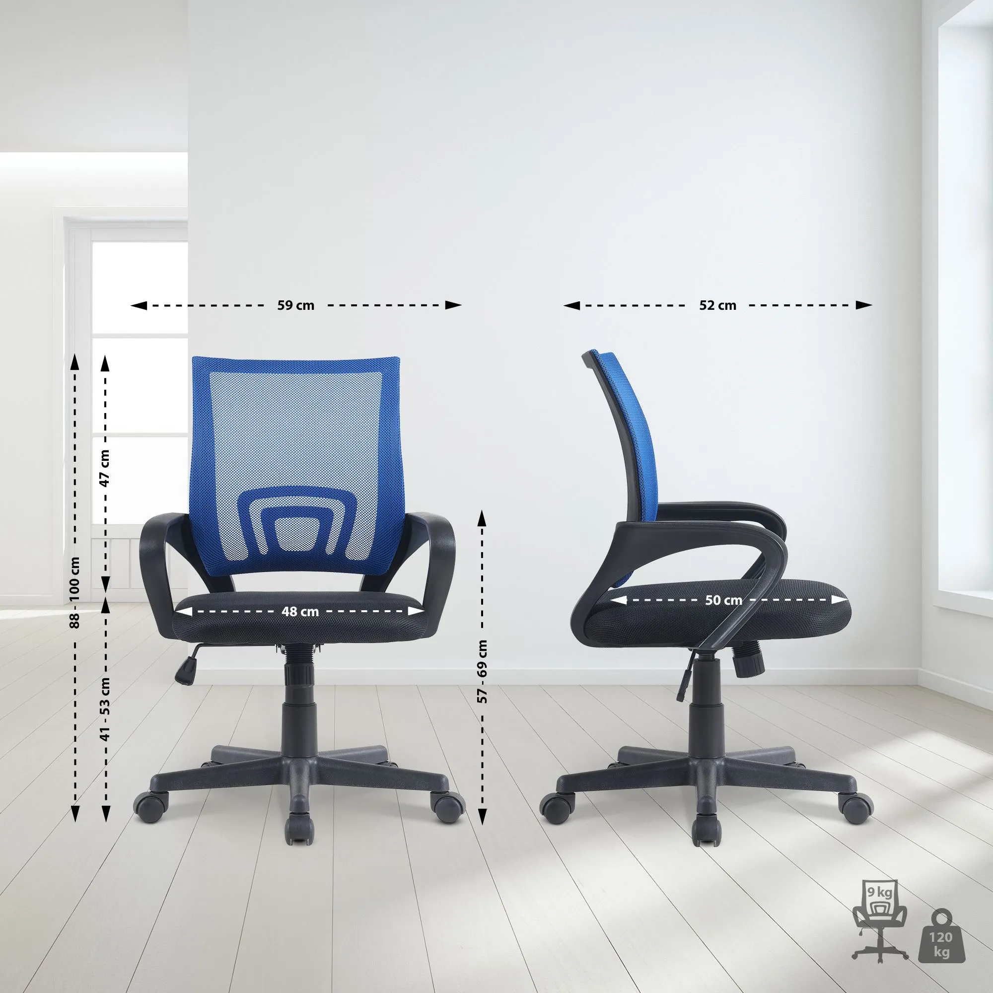 Bürostuhl Genius 59x52x88-100 cm blau